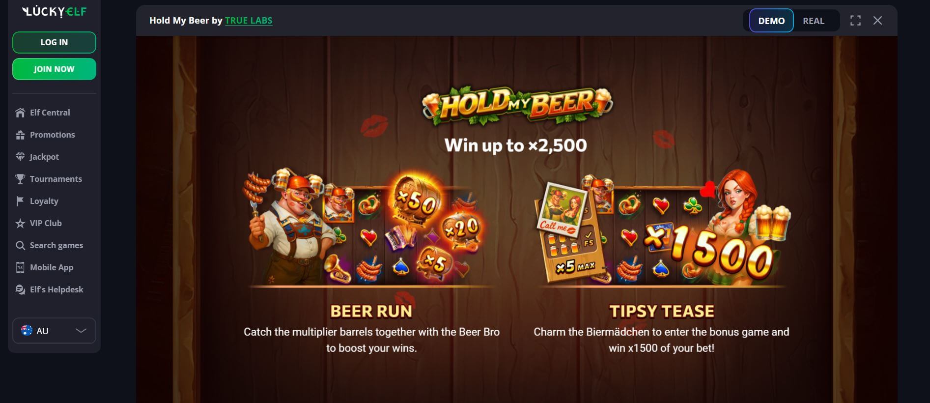 Online slot Hold My Beer at Lucky Elf